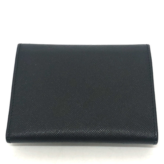 PRADA Trifold wallet M176A Safiano leather black triangle plate Women Used Authentic