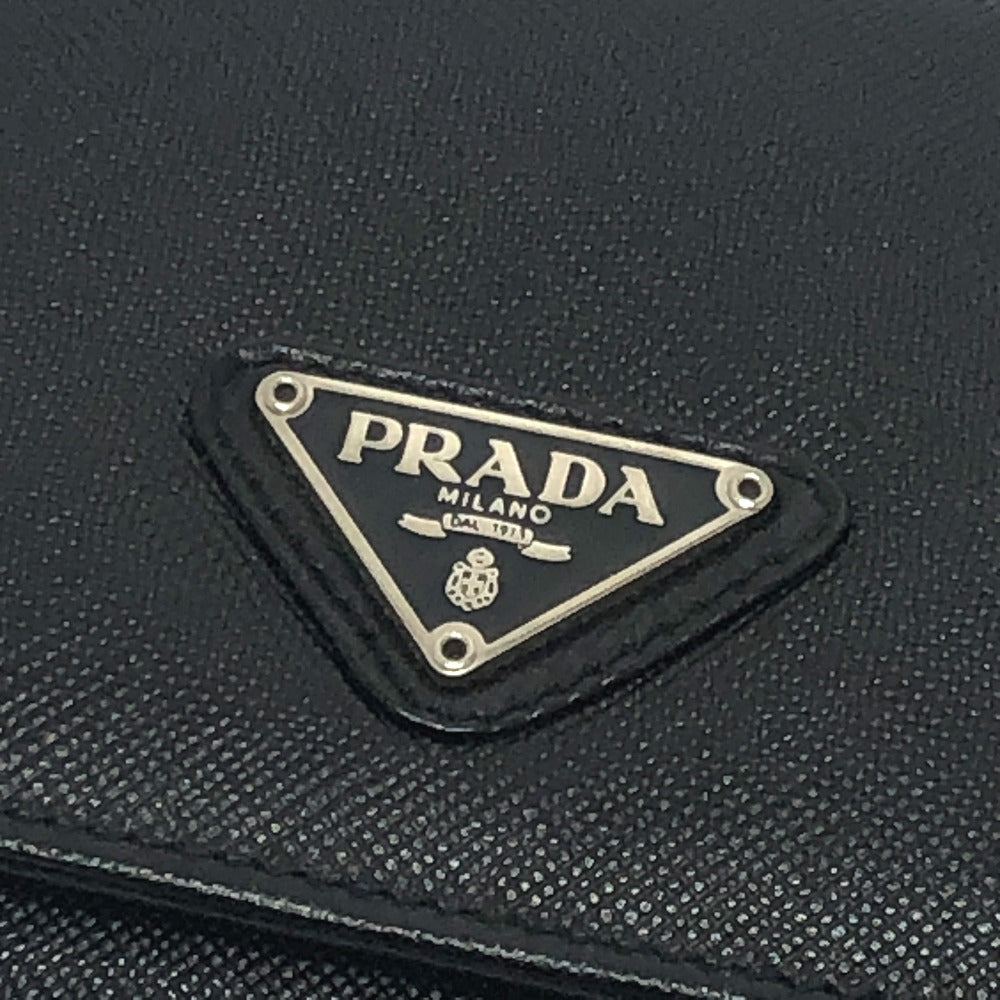 PRADA Trifold wallet M176A Safiano leather black triangle plate Women Used Authentic