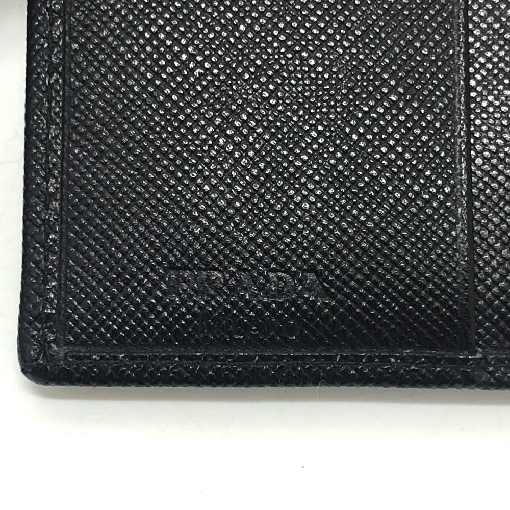 PRADA Trifold wallet M176A Safiano leather black triangle plate Women Used Authentic