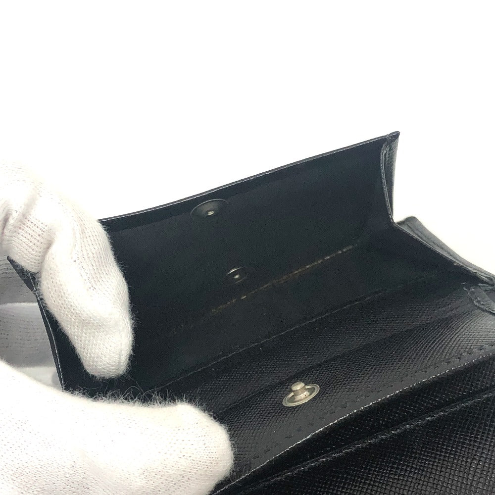 PRADA Trifold wallet M176A Safiano leather black triangle plate Women Used Authentic