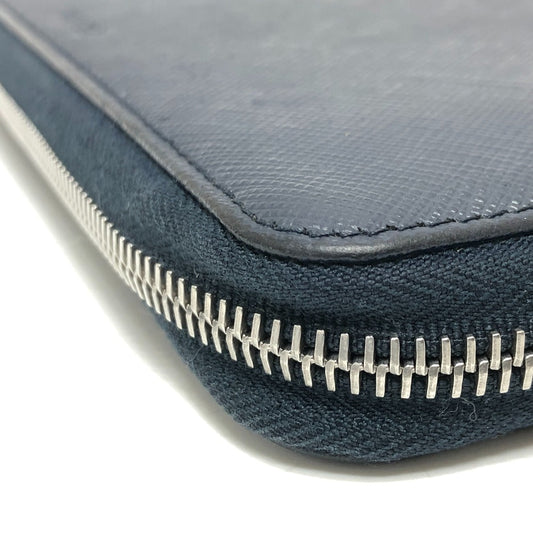 PRADA Long Wallet Purse 2ML188 Safiano leather blue logo unisex(Unisex) Used Authentic