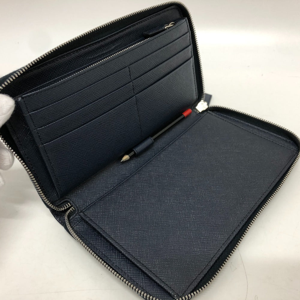 PRADA Long Wallet Purse 2ML188 Safiano leather blue logo unisex(Unisex) Used Authentic