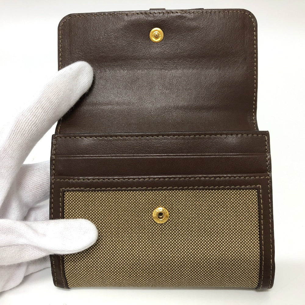 PRADA Trifold wallet 1MH523 Jacquard Brown ribbon logo Women Used Authentic