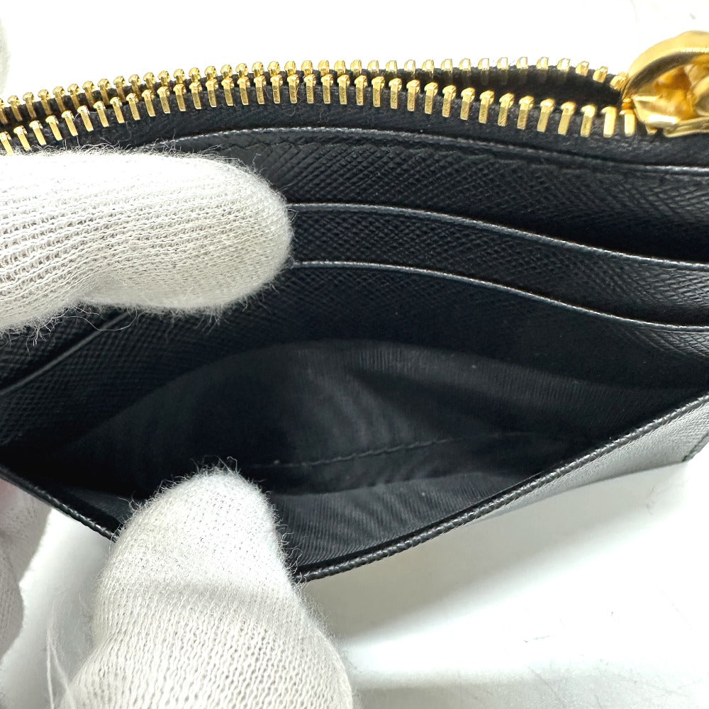 PRADA Coin case Safiano leather black logo robot charm