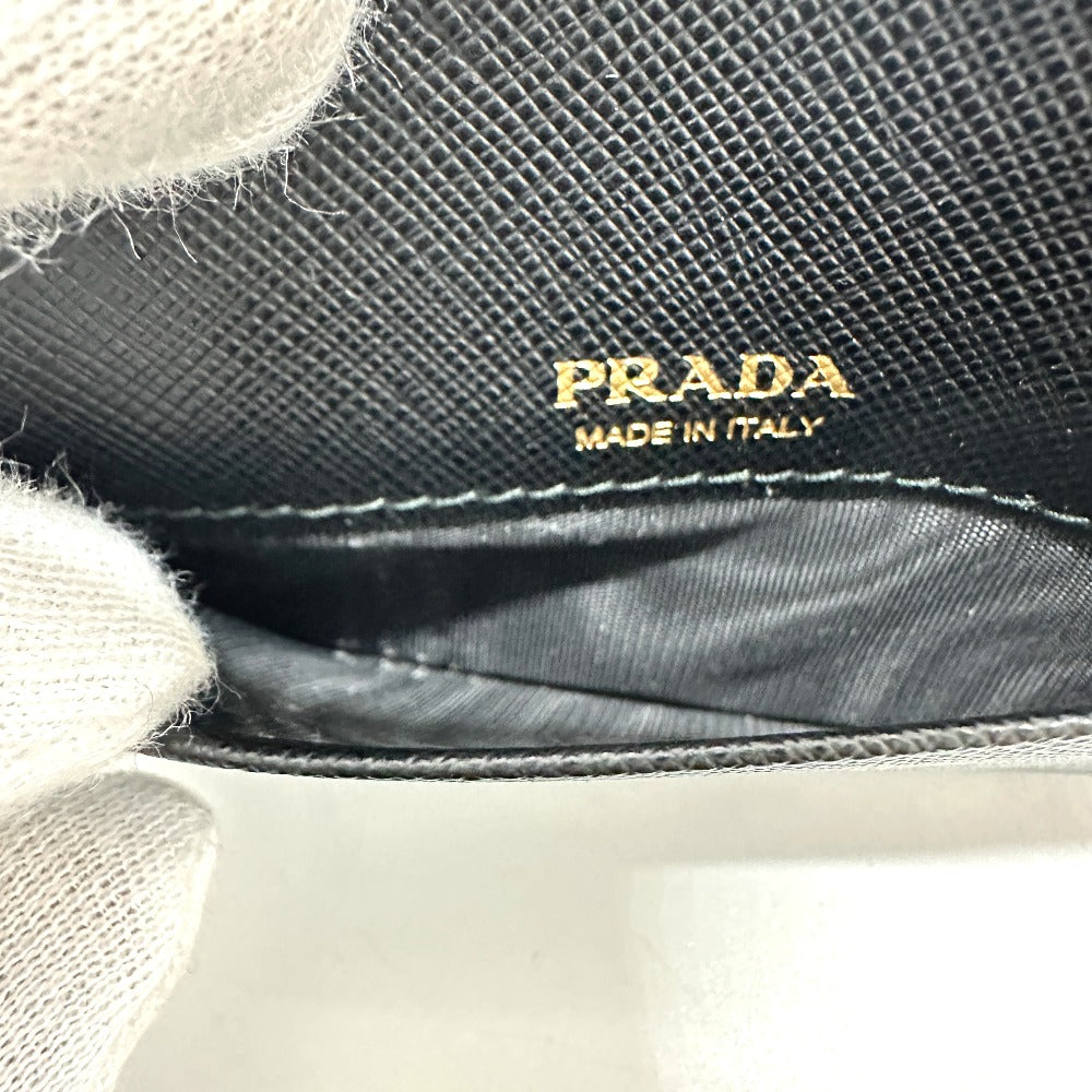 PRADA Coin case Safiano leather black logo robot charm