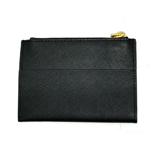 PRADA Coin case Safiano leather black logo robot charm