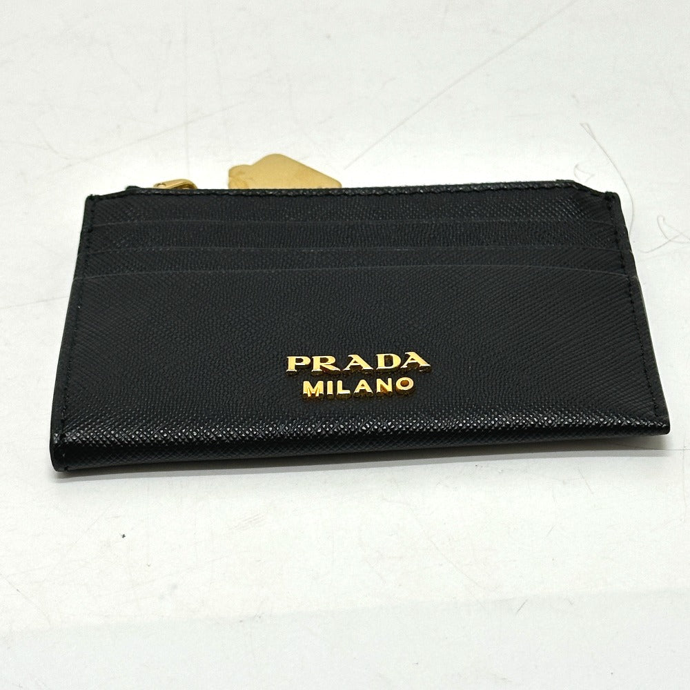 PRADA Coin case Safiano leather black logo robot charm