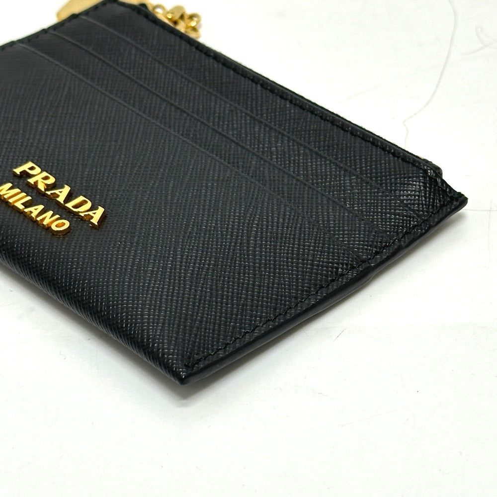 PRADA Coin case Safiano leather black logo robot charm