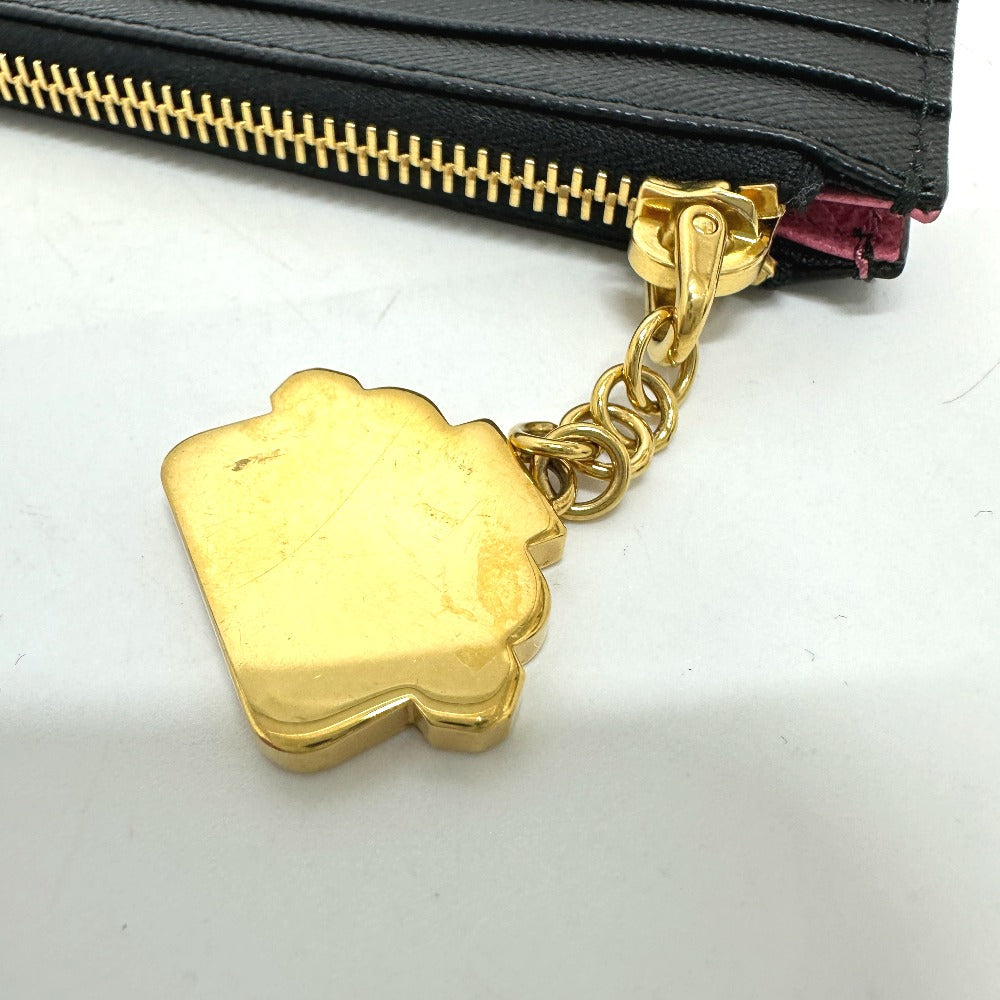 PRADA Coin case Safiano leather black logo robot charm