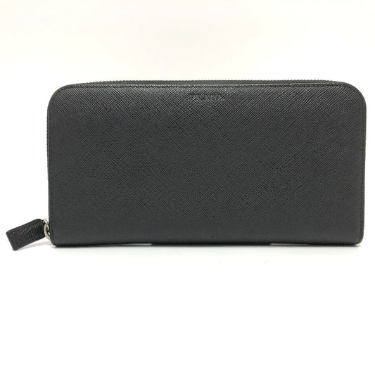PRADA Long Wallet Purse 2ML317 Safiano leather black logo Women Used Authentic