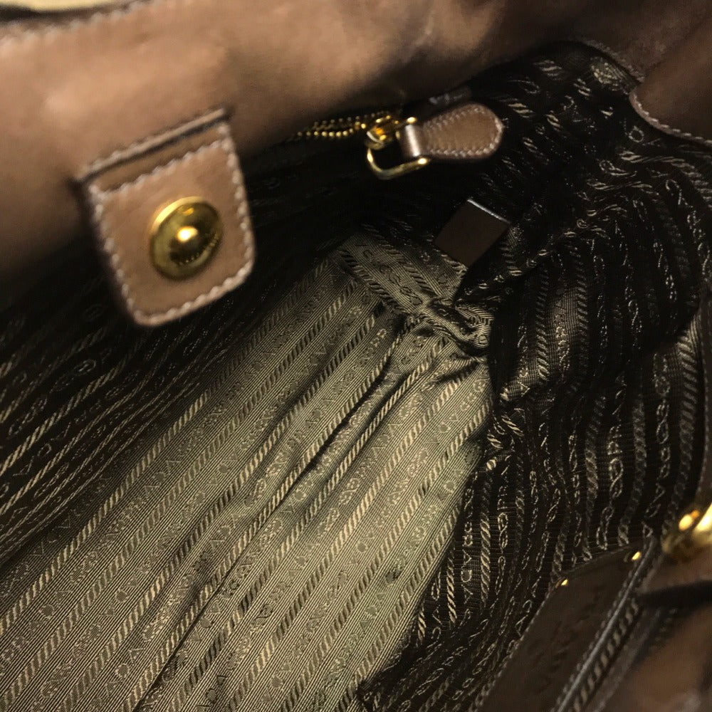 PRADA Tote Bag BN1728 Nylon canvas, leather Brown Frill Women Used Authentic