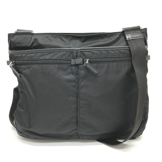 PRADA Shoulder Bag Nylon black Triangle With logo unisex(Unisex) Used Authentic