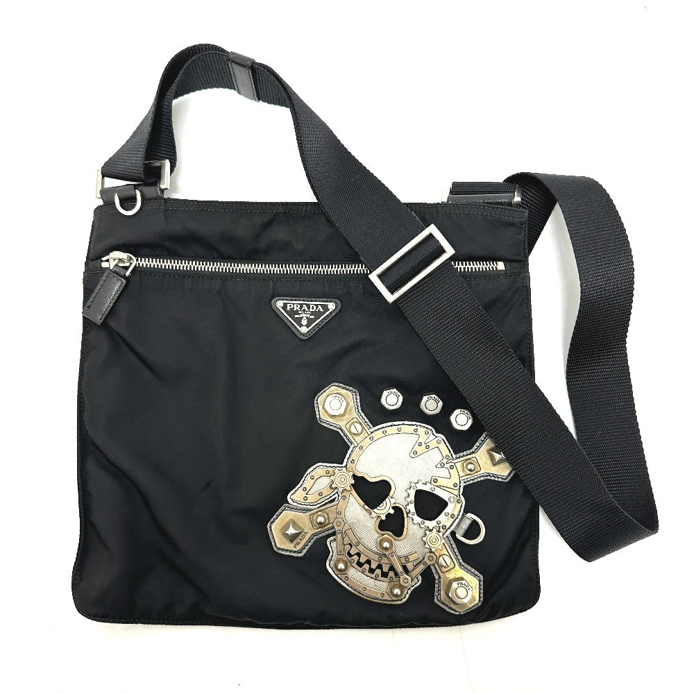 PRADA Shoulder Bag VA0859 Nylon black Triangle Plate Skull