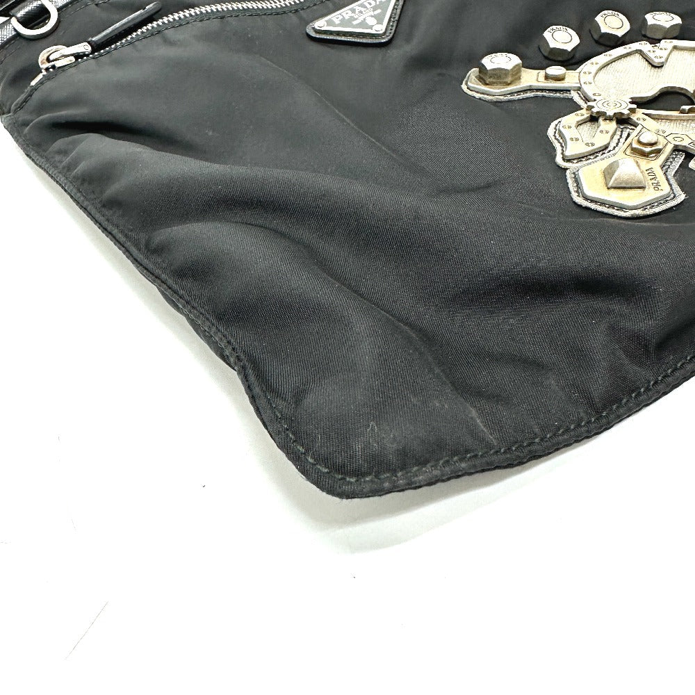 PRADA Shoulder Bag VA0859 Nylon black Triangle Plate Skull