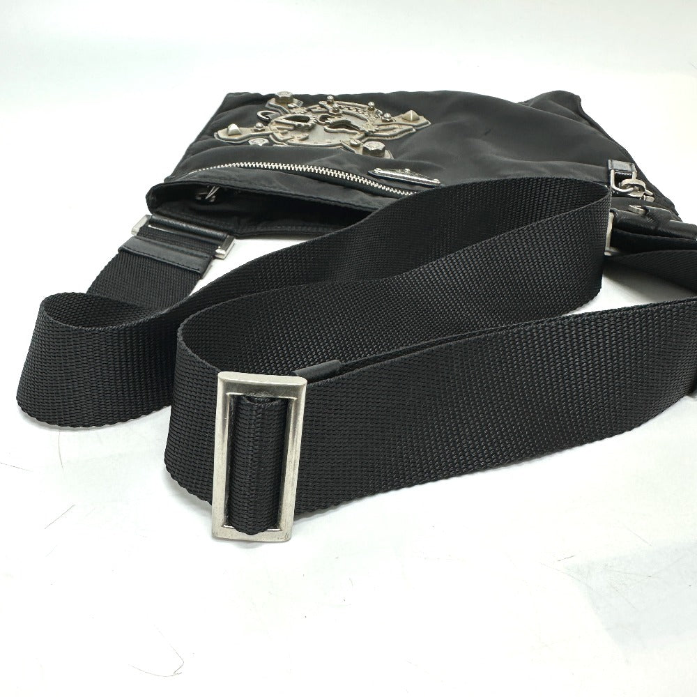 PRADA Shoulder Bag VA0859 Nylon black Triangle Plate Skull