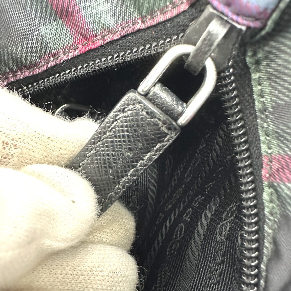 PRADA Shoulder Bag Nylon multicolor Triangle Plate Check Pattern