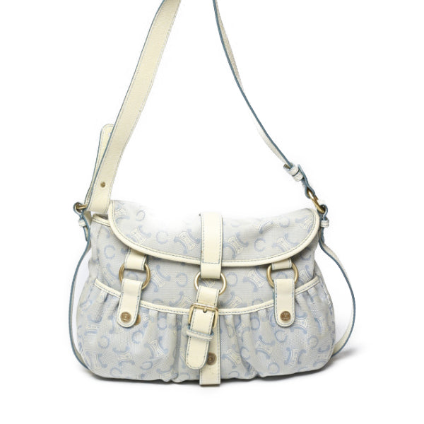 CELINE Shoulder Bag Canvas, Leather light blue Diagonal Women Used Authentic