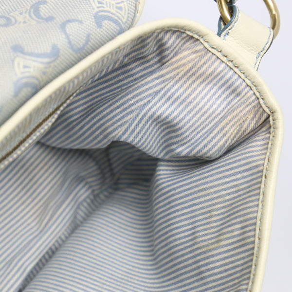 CELINE Shoulder Bag Canvas, Leather light blue Diagonal Women Used Authentic