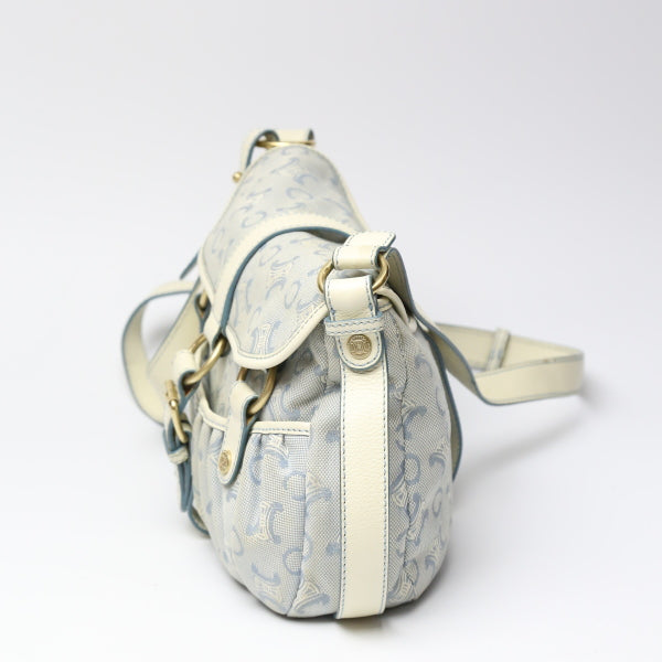 CELINE Shoulder Bag Canvas, Leather light blue Diagonal Women Used Authentic