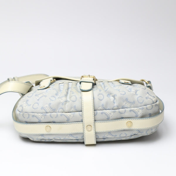CELINE Shoulder Bag Canvas, Leather light blue Diagonal Women Used Authentic
