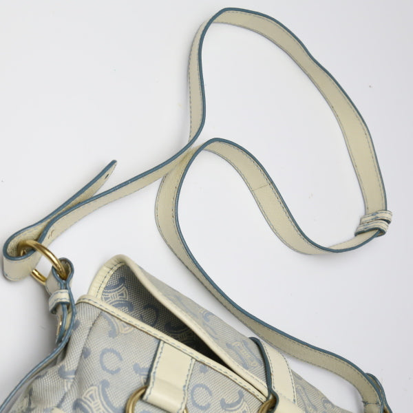 CELINE Shoulder Bag Canvas, Leather light blue Diagonal Women Used Authentic