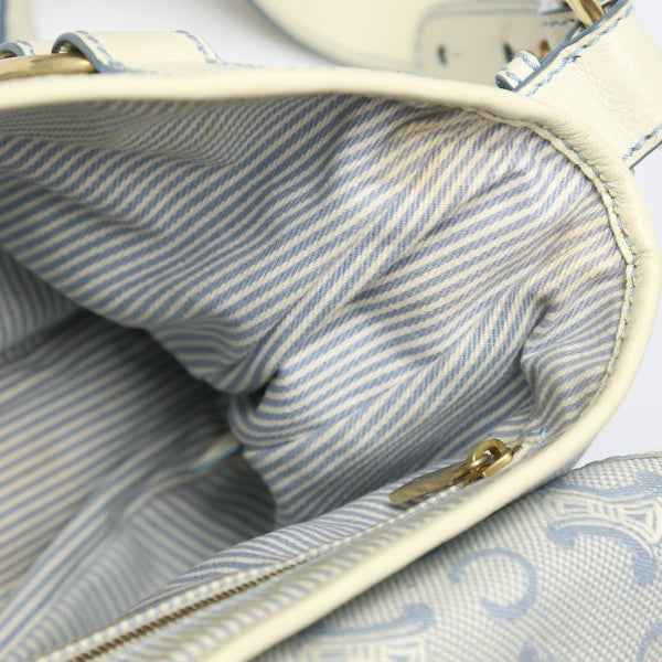 CELINE Shoulder Bag Canvas, Leather light blue Diagonal Women Used Authentic