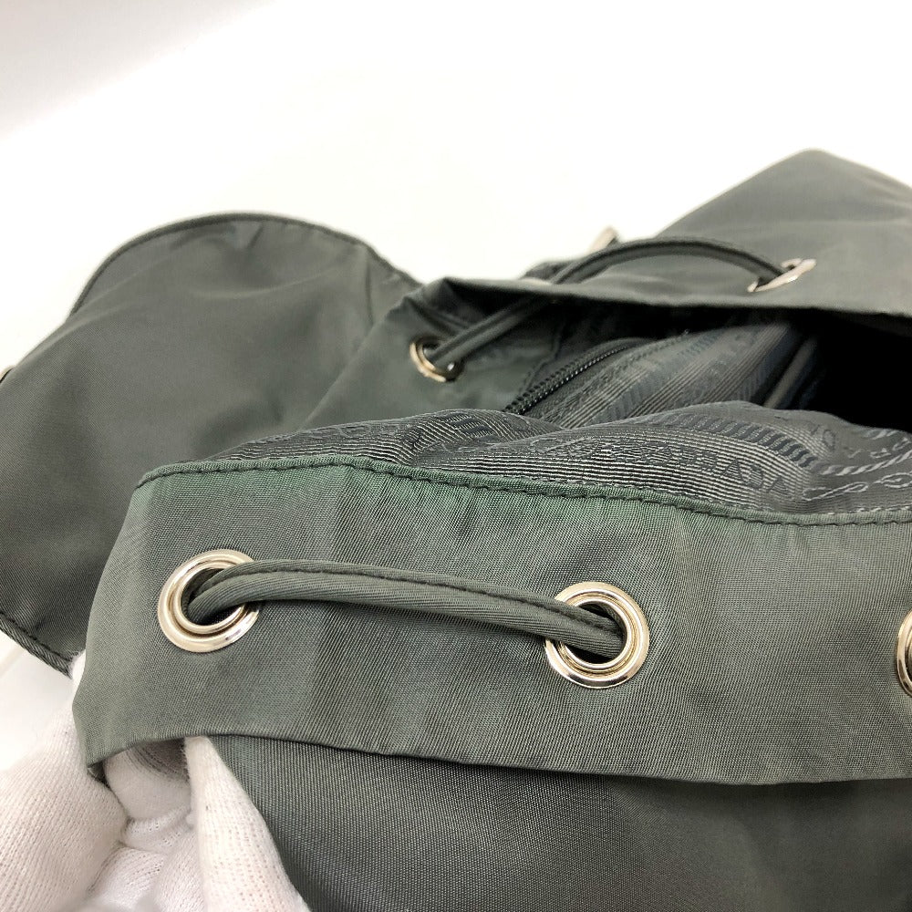 PRADA Backpack BZ0032 leather gray Triangle logo Women Used Authentic