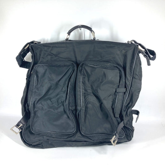 PRADA Boston Duffel bag Nylon black Triangle logo plate unisex(Unisex) Used Authentic