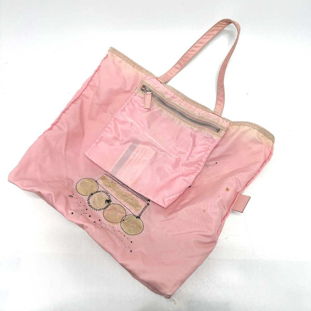 PRADA Tote Bag BR2897 Nylon pink robot Women Used Authentic