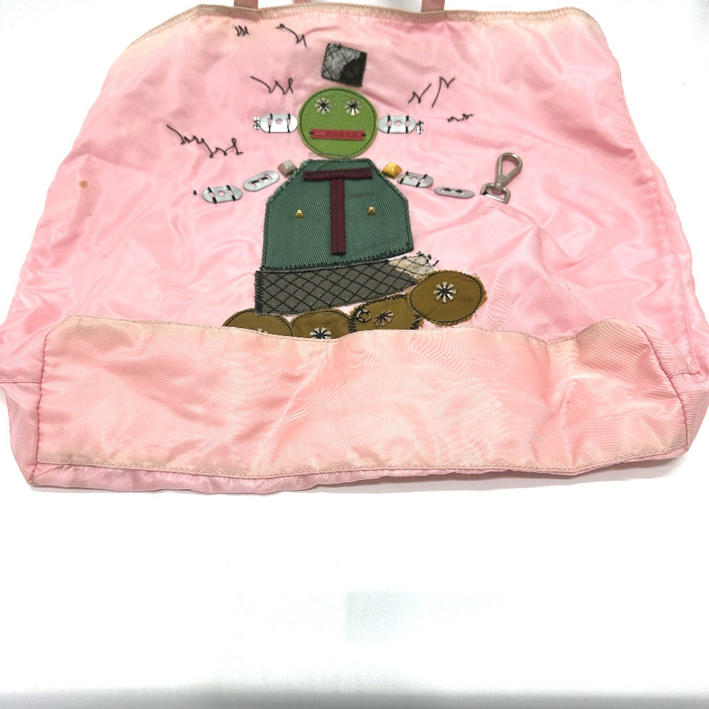 PRADA Tote Bag BR2897 Nylon pink robot Women Used Authentic