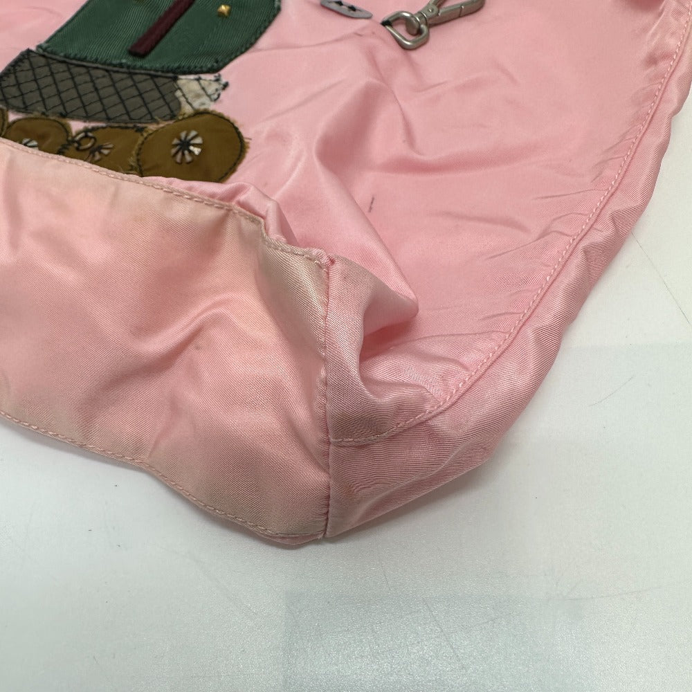 PRADA Tote Bag BR2897 Nylon pink robot Women Used Authentic