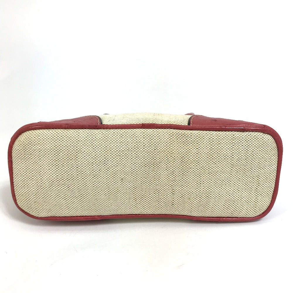 PRADA Handbag BN0115 canvas Beige typex red CANAPA+STRUZZ Mini bag Women Used Authentic