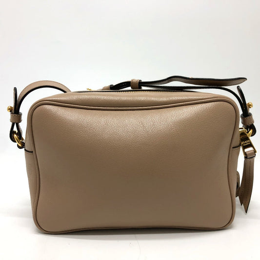 PRADA Shoulder Bag 1BH089 leather beige logo GLACE CALF CAMMEO Women Used Authentic