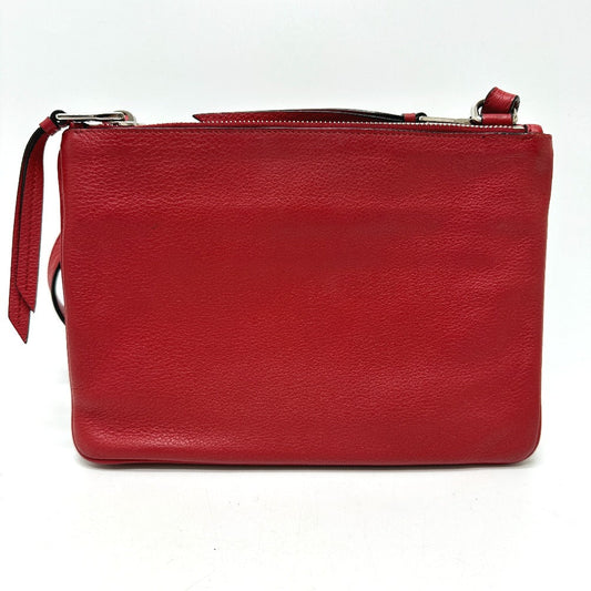 PRADA Shoulder Bag 1BH046 leather Red logo Women Used Authentic