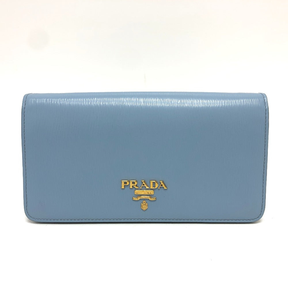 PRADA Wallet Chain 1DH044 leather blue ChainShoulder Bag Saffiano logo Women Used Authentic