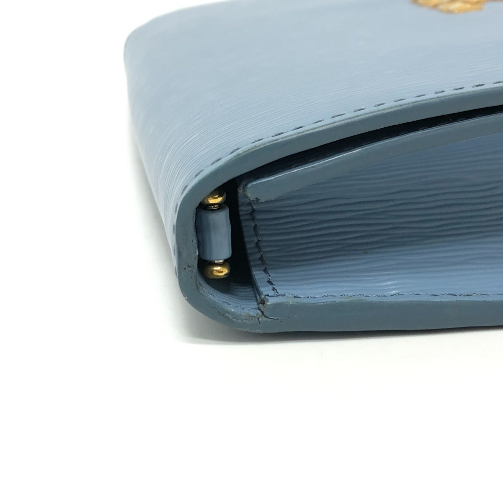 PRADA Wallet Chain 1DH044 leather blue ChainShoulder Bag Saffiano logo Women Used Authentic