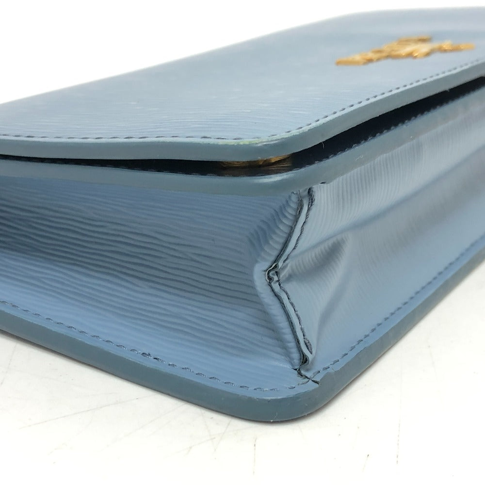 PRADA Wallet Chain 1DH044 leather blue ChainShoulder Bag Saffiano logo Women Used Authentic