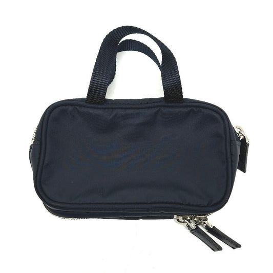 PRADA Handbag 1N1346 Nylon blue triangle plate Women Used Authentic
