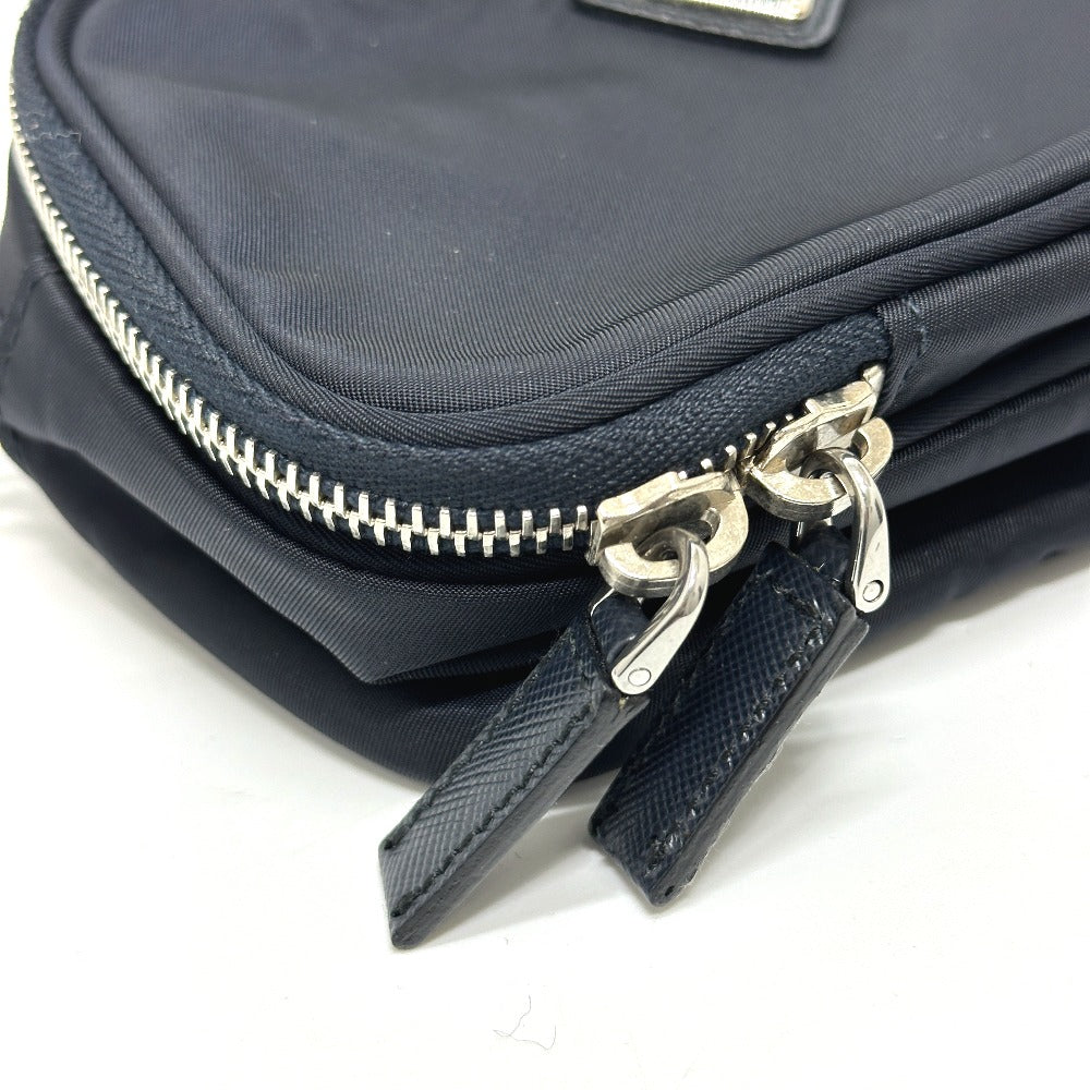 PRADA Handbag 1N1346 Nylon blue triangle plate Women Used Authentic
