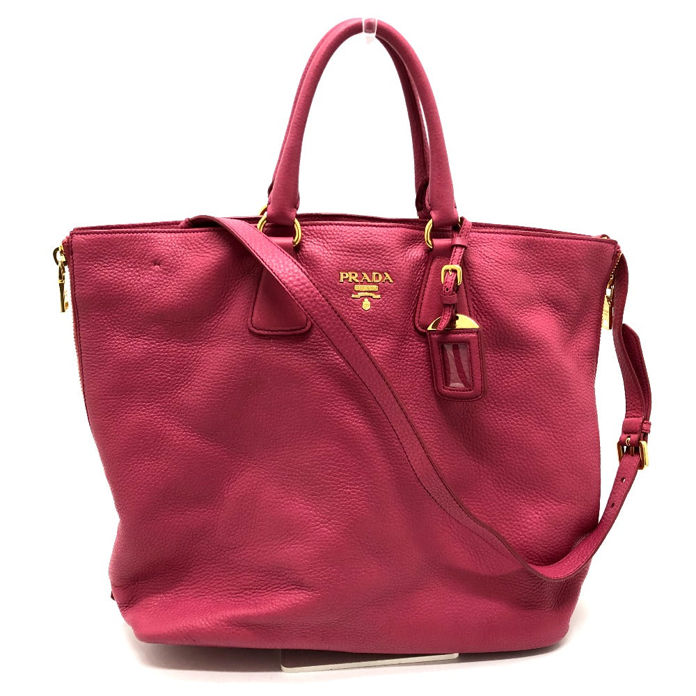 PRADA Handbag BN1713 leather pink logo Women Used Authentic