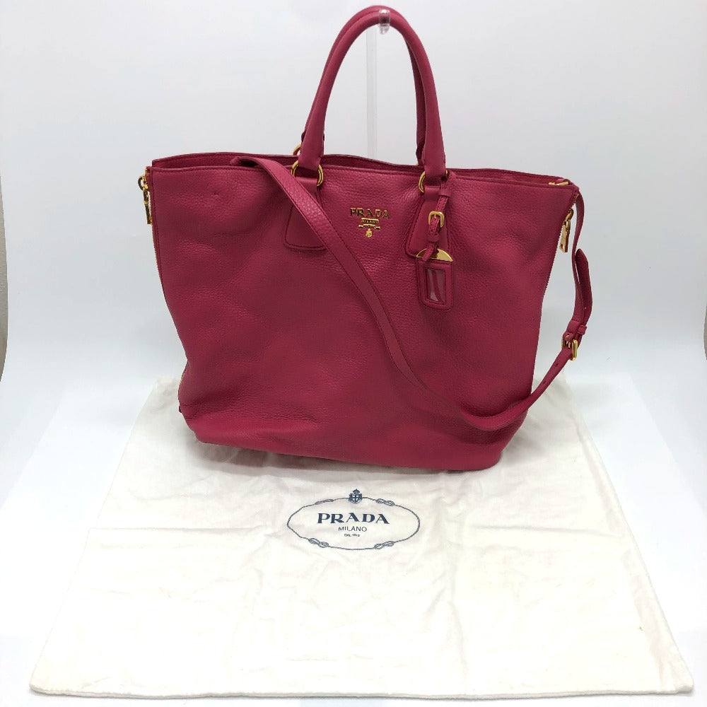 PRADA Handbag BN1713 leather pink logo Women Used Authentic