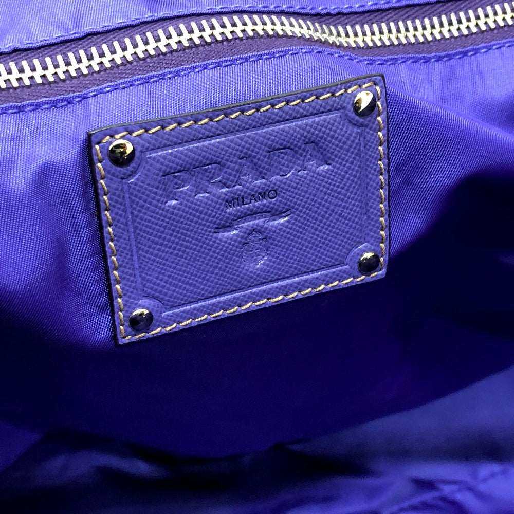 PRADA Tote Bag BR3924 saffiano leather purple logo Women Secondhand Authentic