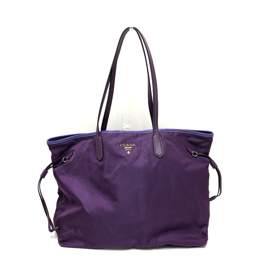 PRADA Tote Bag BR3924 saffiano leather purple logo Women Secondhand Authentic