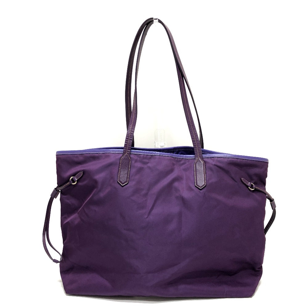 PRADA Tote Bag BR3924 saffiano leather purple logo Women Secondhand Authentic
