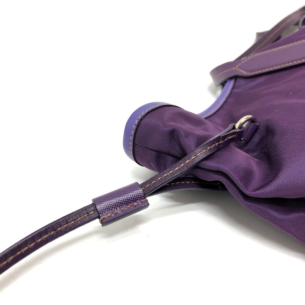 PRADA Tote Bag BR3924 saffiano leather purple logo Women Secondhand Authentic