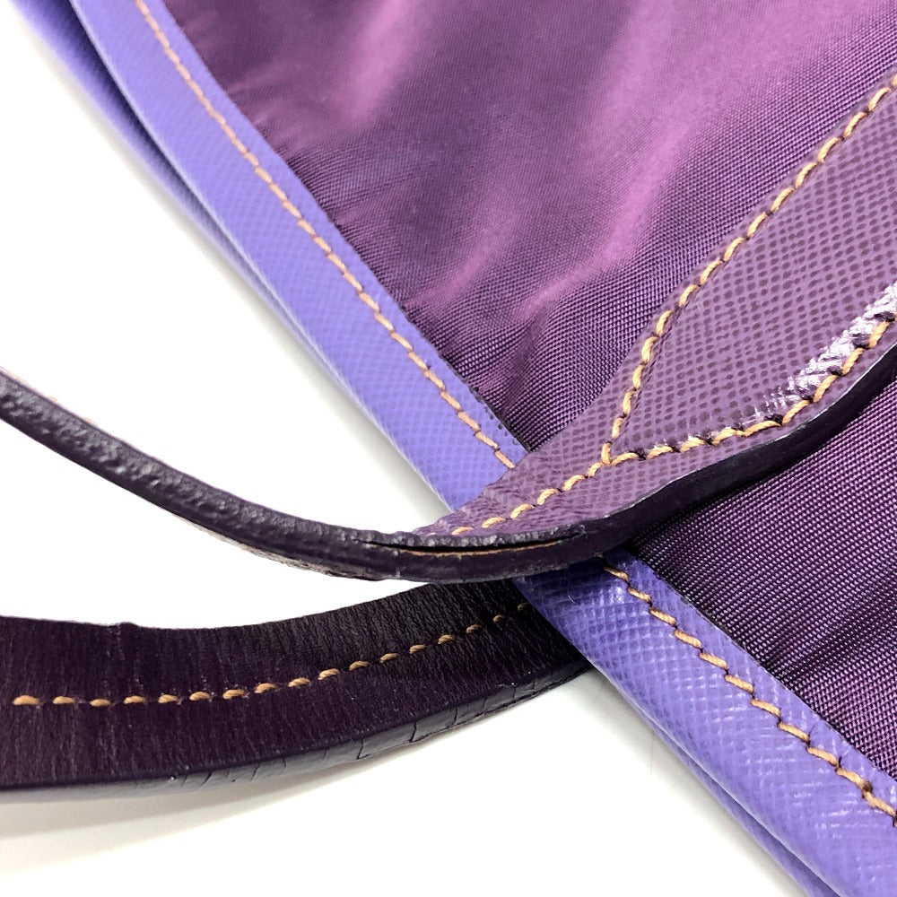PRADA Tote Bag BR3924 saffiano leather purple logo Women Secondhand Authentic