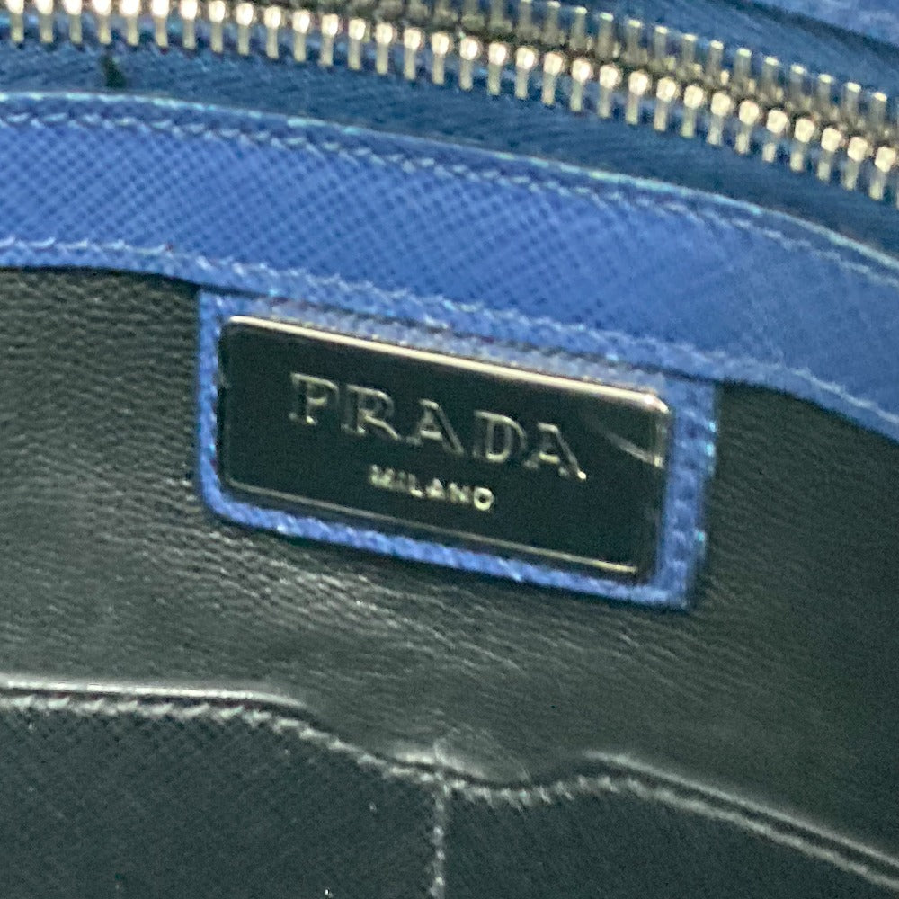 PRADA Tote Bag Safiano leather blue Bag Crossbody Shoulder Bag Triangle logo plate mens Used Authentic