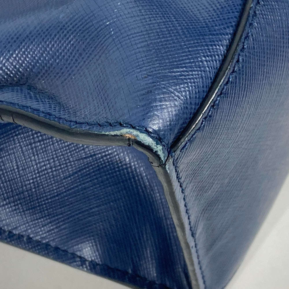 PRADA Tote Bag Safiano leather blue Bag Crossbody Shoulder Bag Triangle logo plate mens Used Authentic