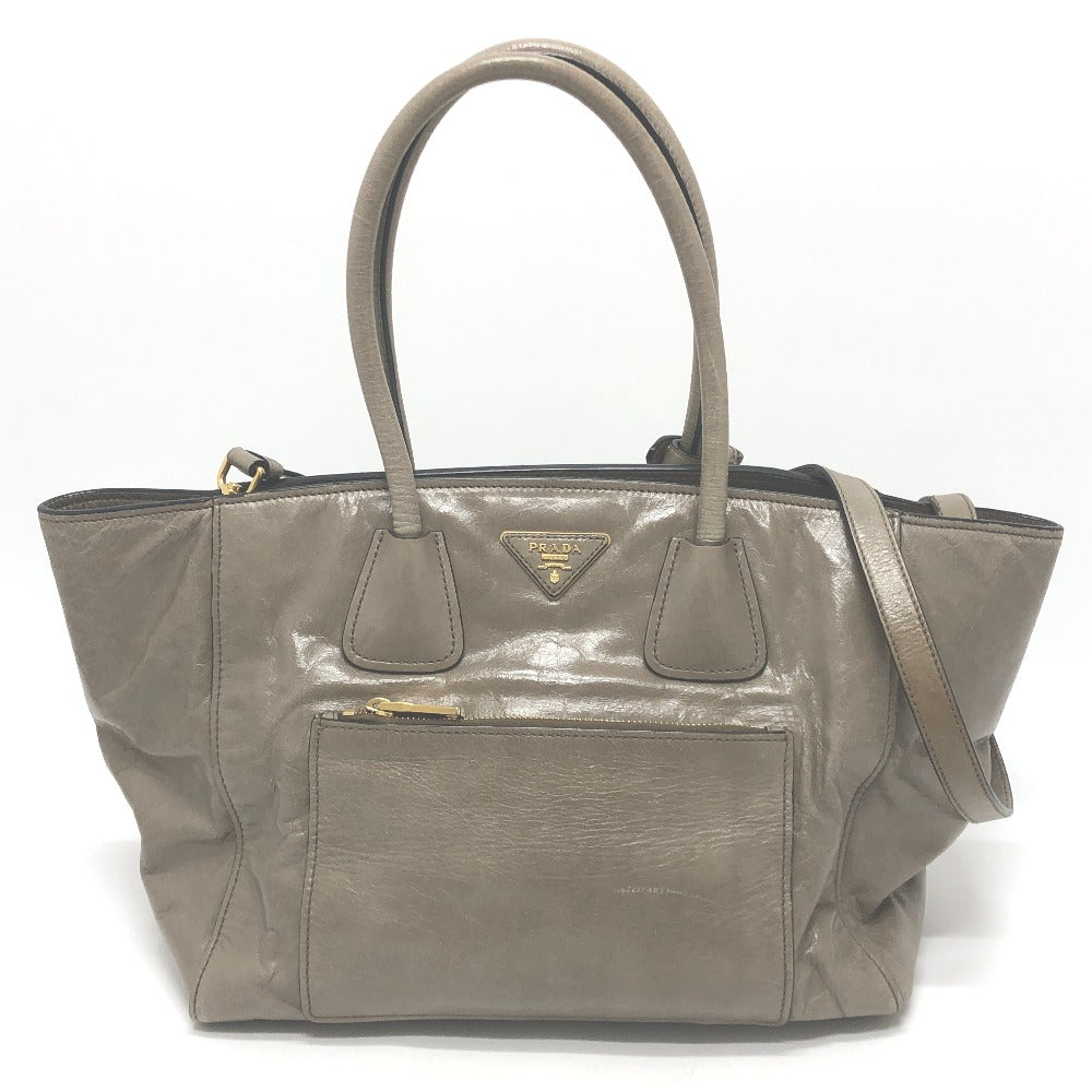 PRADA Tote Bag BN2626 leather Brown logo
