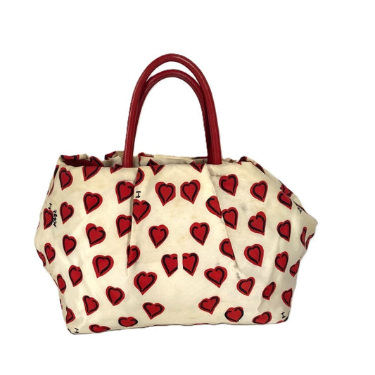 PRADA Tote Bag Leather / nylon white Heart logo